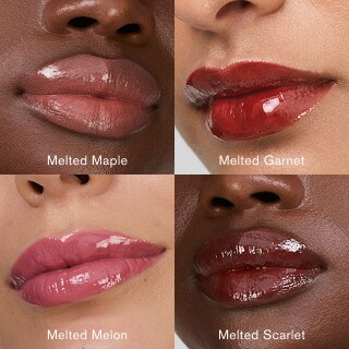 photo of estee lauder pure color glosstick in multiple shades on mulitple skintones